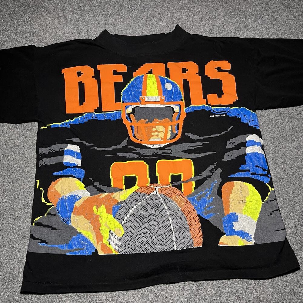 Vintage Chicago Bears Caribe T Shirt Large Rare Neon NFL USA Football 1989 80’s